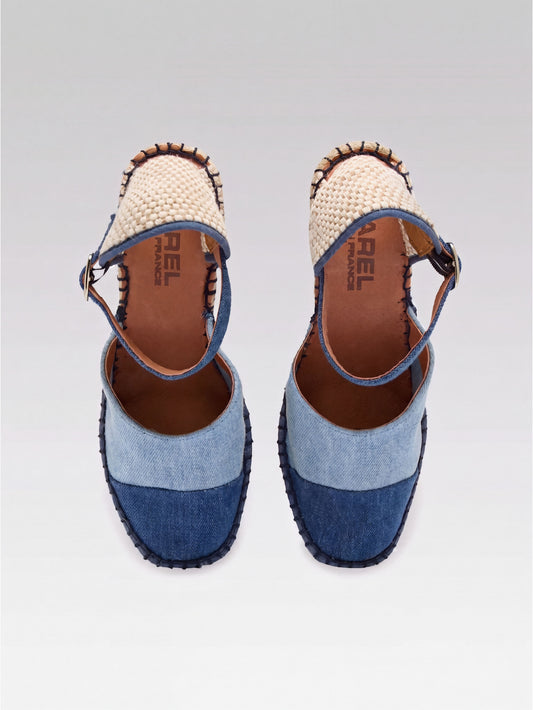 Rio - Two-tone denim wedge espadrilles - Image number 8