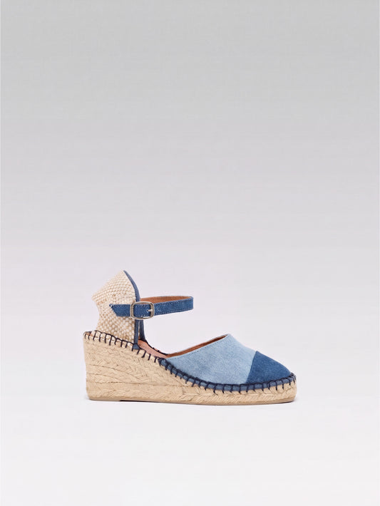 Rio - Two-tone denim wedge espadrilles - Image number 1