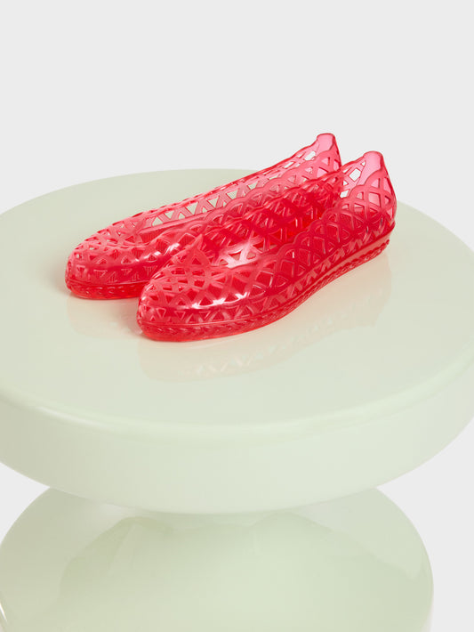 Plouf - Red transparent perforated ballet flats