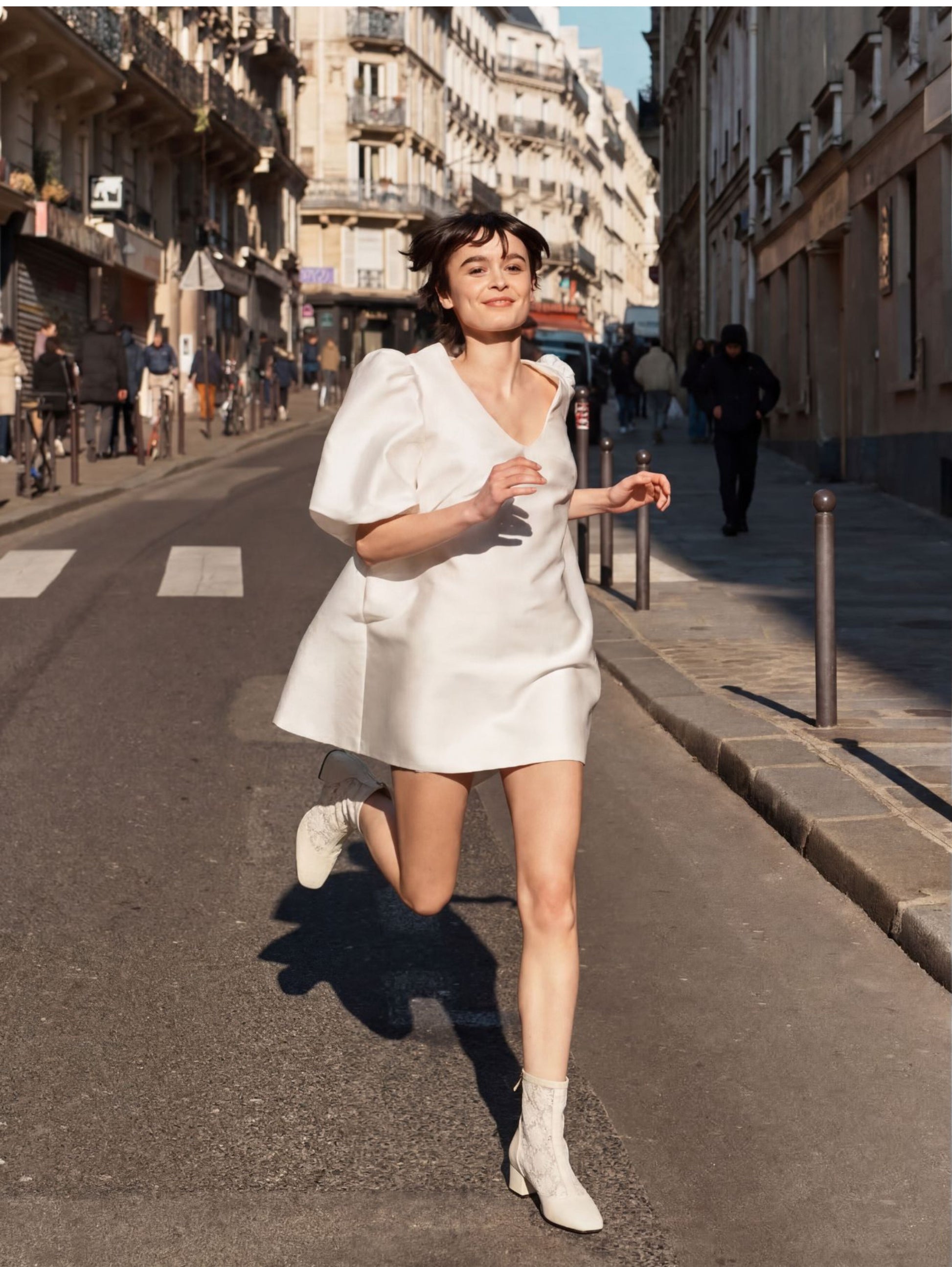 Audrey - Bottines cuir ivoire et dentelle à fleurs upcyclée - Image numéro 8