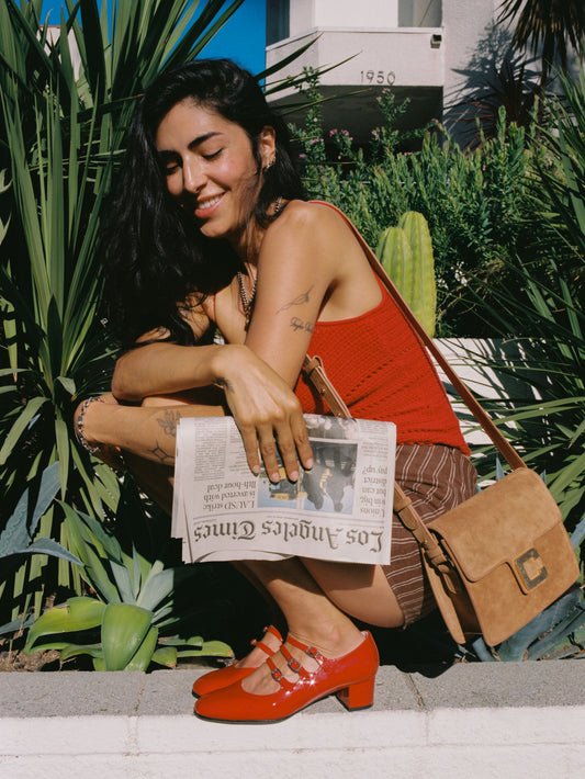 Mabillon - Cognac suede leather bag - Image number 8
