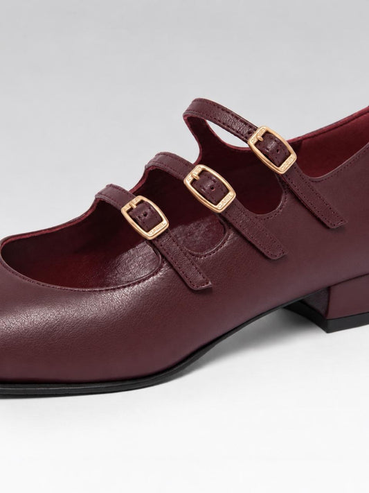 Ariana - Ballerines babies cuir bordeaux - Image numéro 2