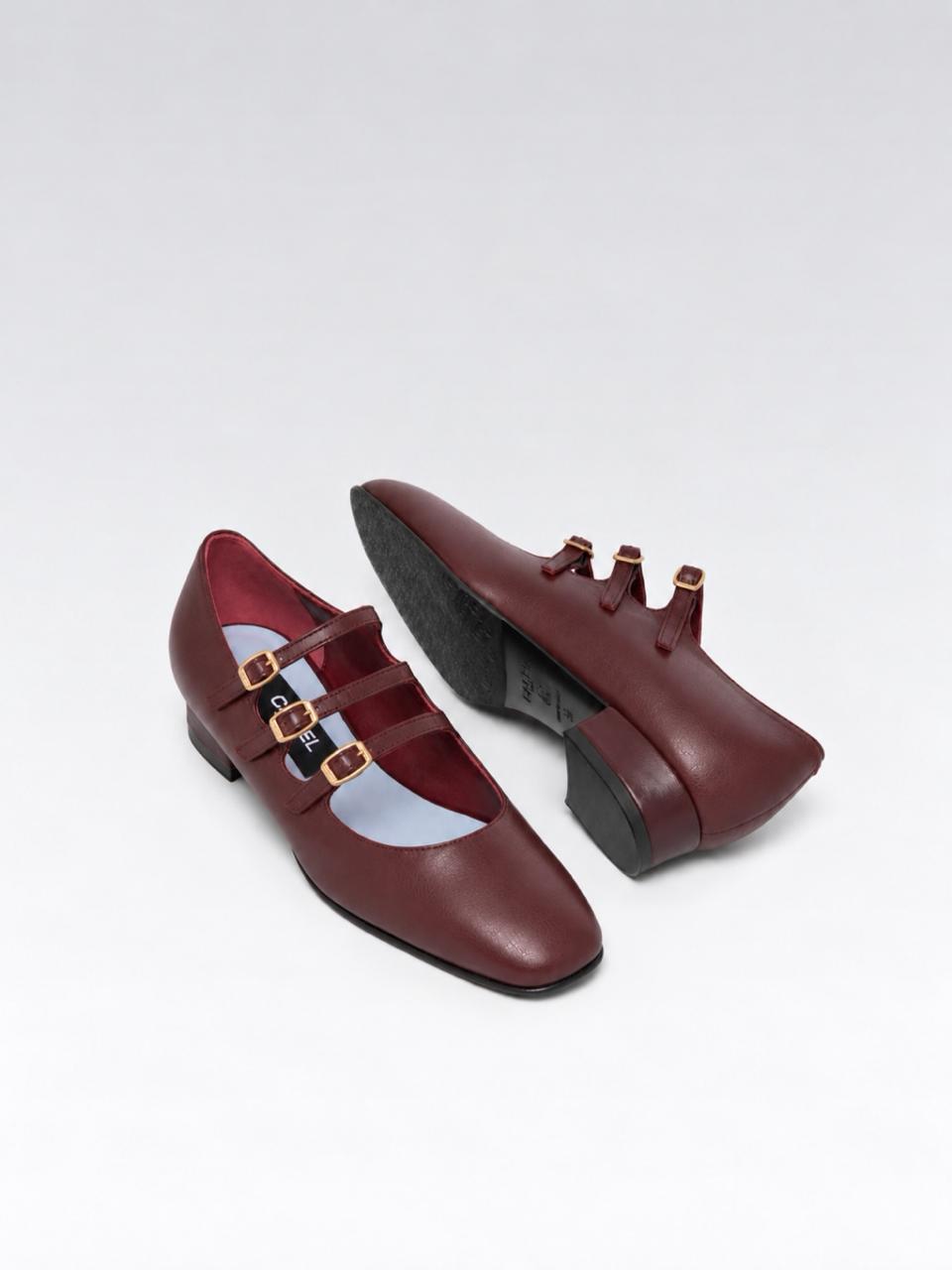 Ariana - Burgundy leather Mary Jane flats - Image number 5