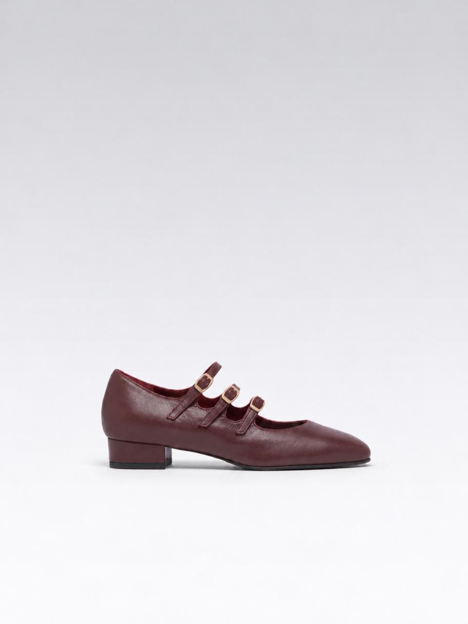 Ariana - Burgundy leather Mary Jane flats