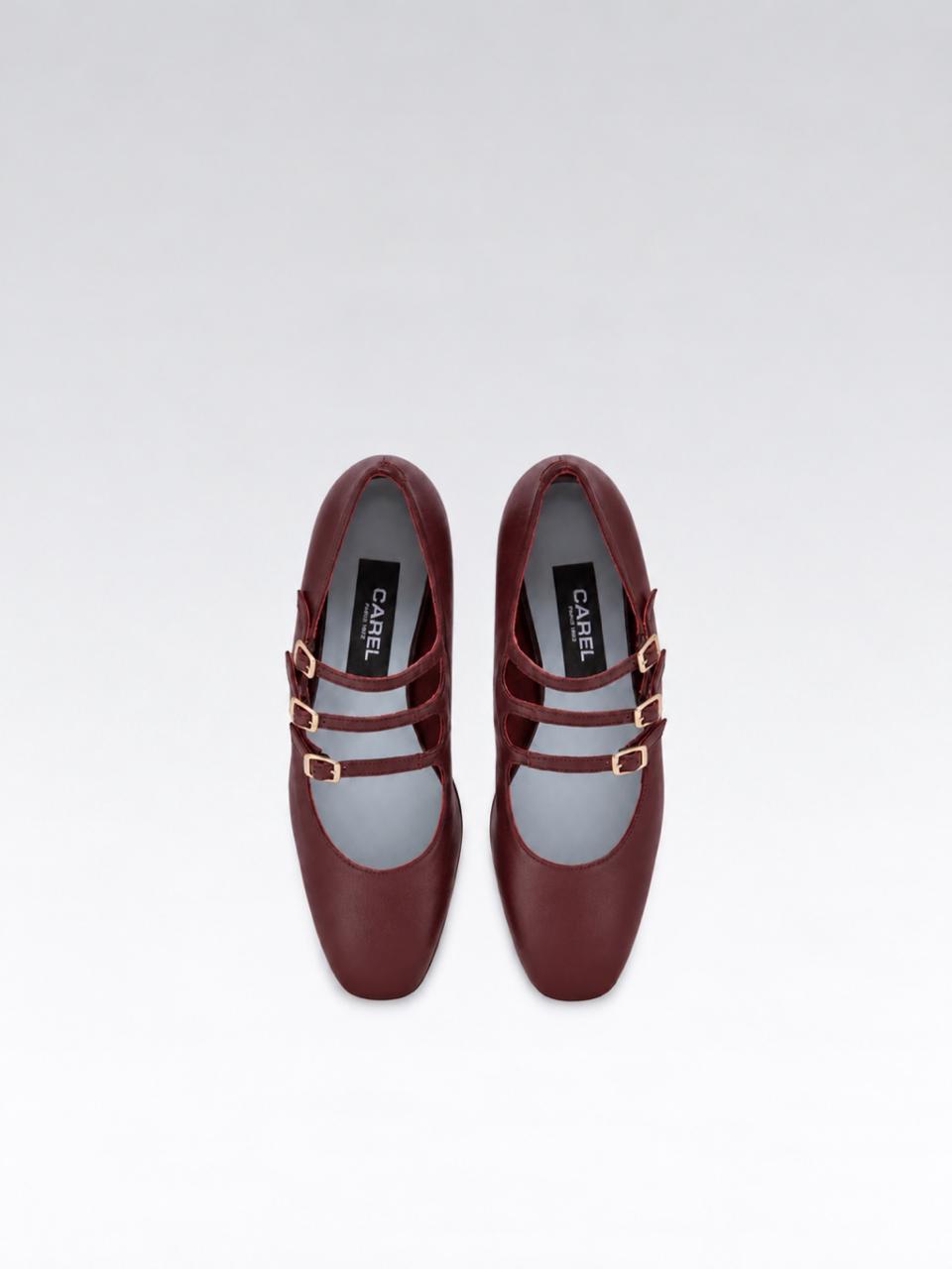 Ariana - Burgundy leather Mary Jane flats
