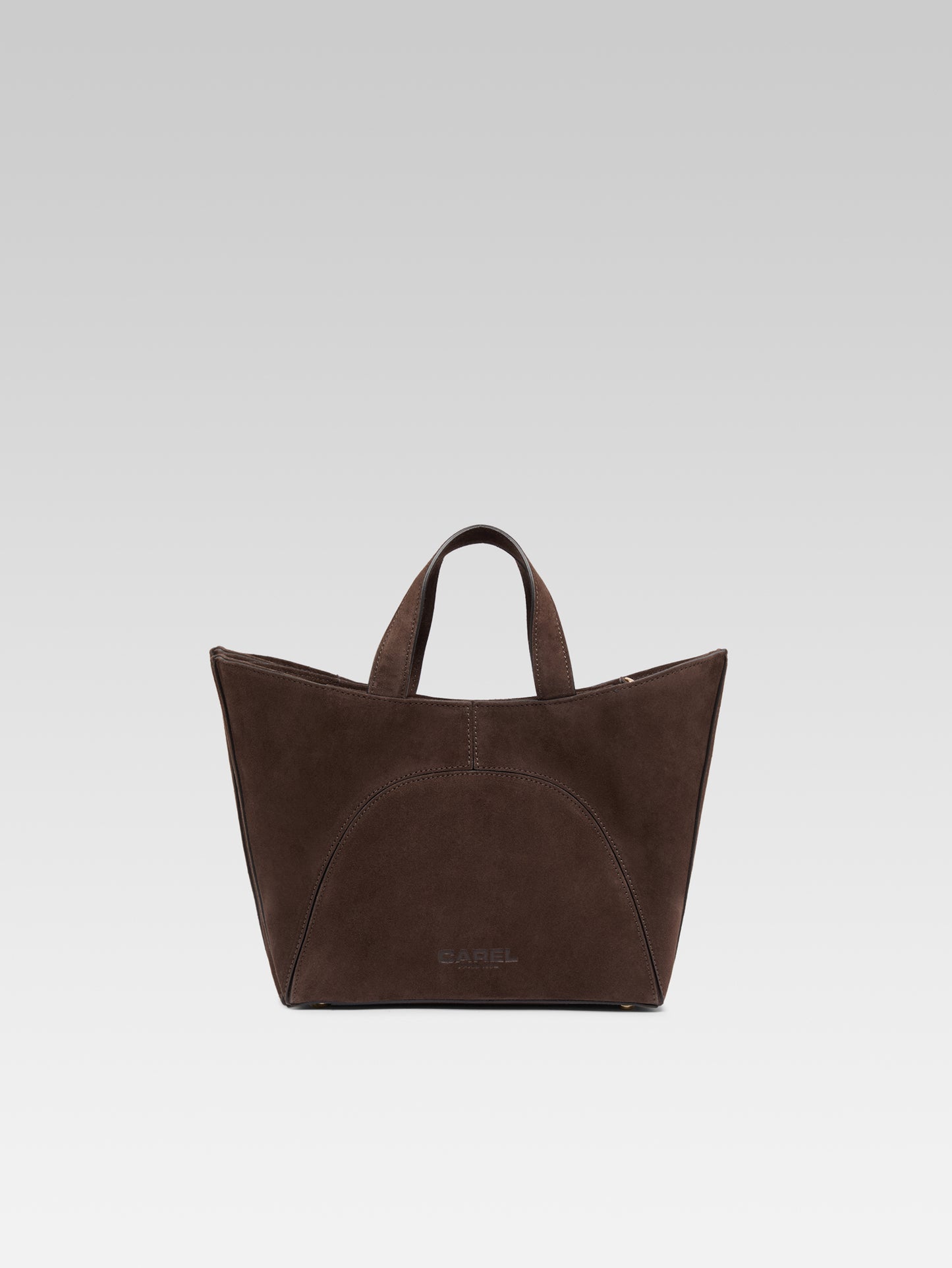 Clem - Mini sac cabas cuir velours chocolat