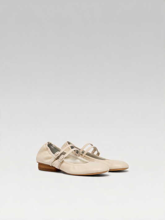 Tatiana - Ballerines babies cuir ivoire - Image numéro 2
