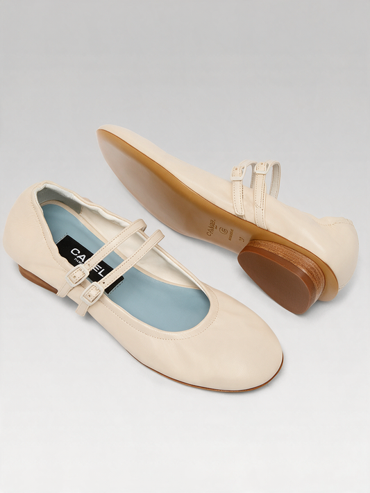Tatiana - Ballerines babies cuir ivoire - Image numéro 3