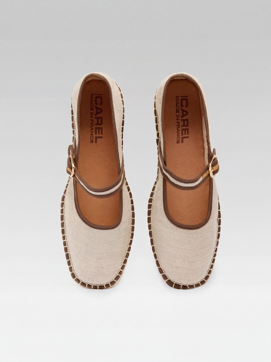 Lagoa - Beige and brown canvas Mary Jane espadrilles - Image number 4