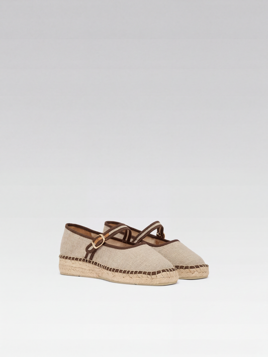 Lagoa - Beige and brown canvas Mary Jane espadrilles - Image number 2