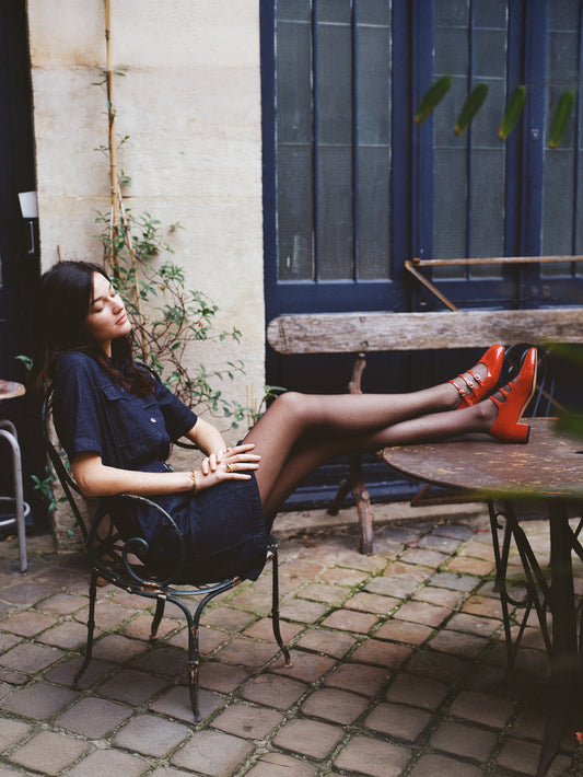 Kina - Escarpins babies cuir verni rouge - Image numéro 9