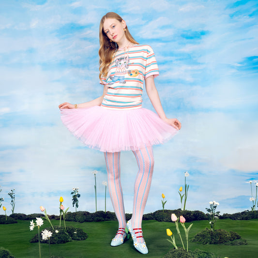 Daisy K - Escarpins babies cuir verni bleu clair et marguerites - Image numéro 3