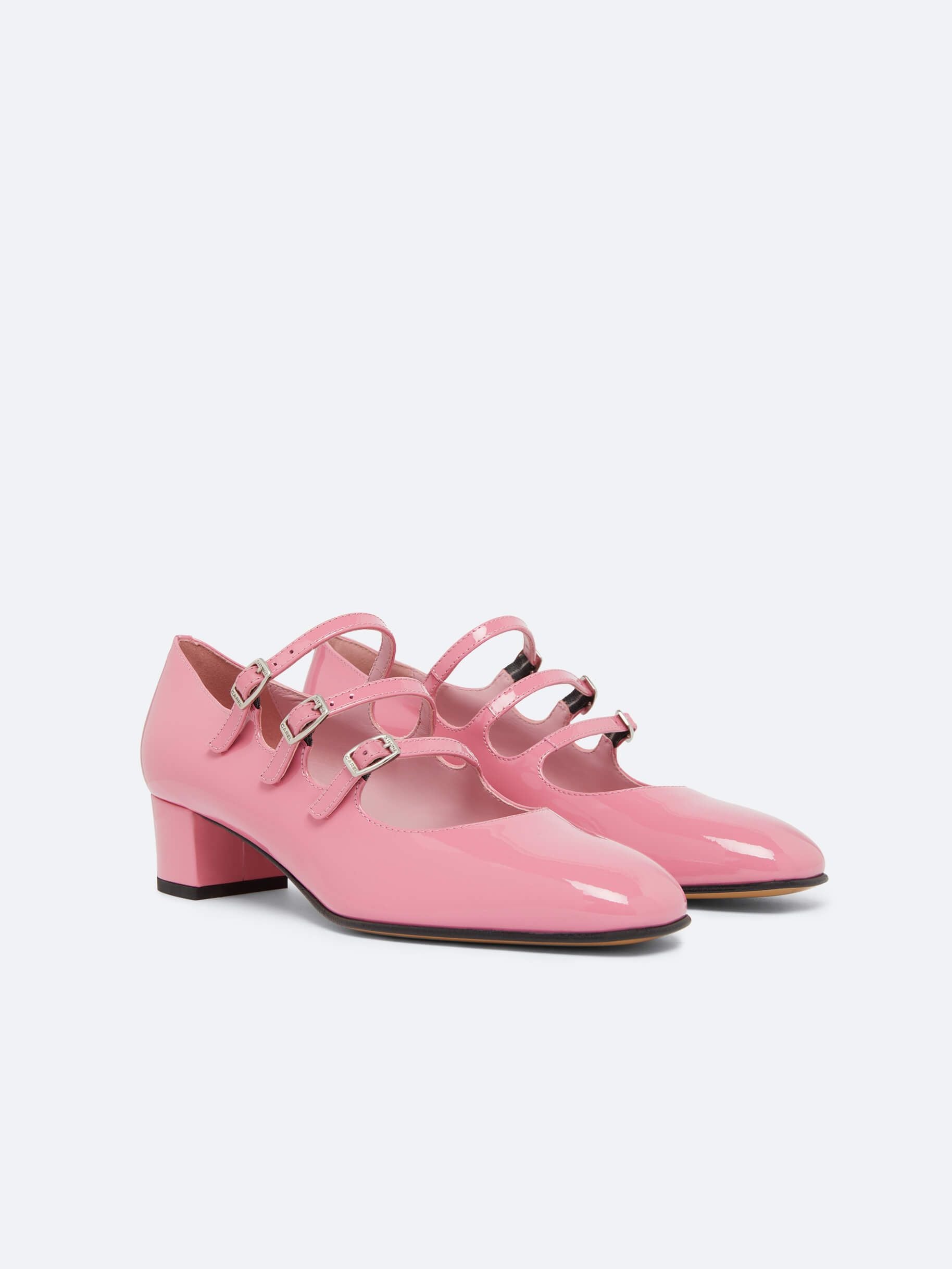 Kina - Escarpins babies cuir verni upcyclé rose - Image numéro 2