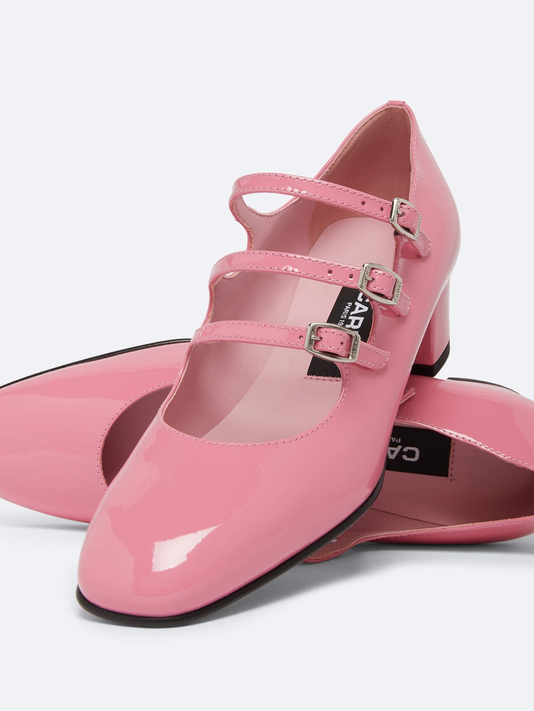 Kina - Escarpins babies cuir verni upcyclé rose - Image numéro 5