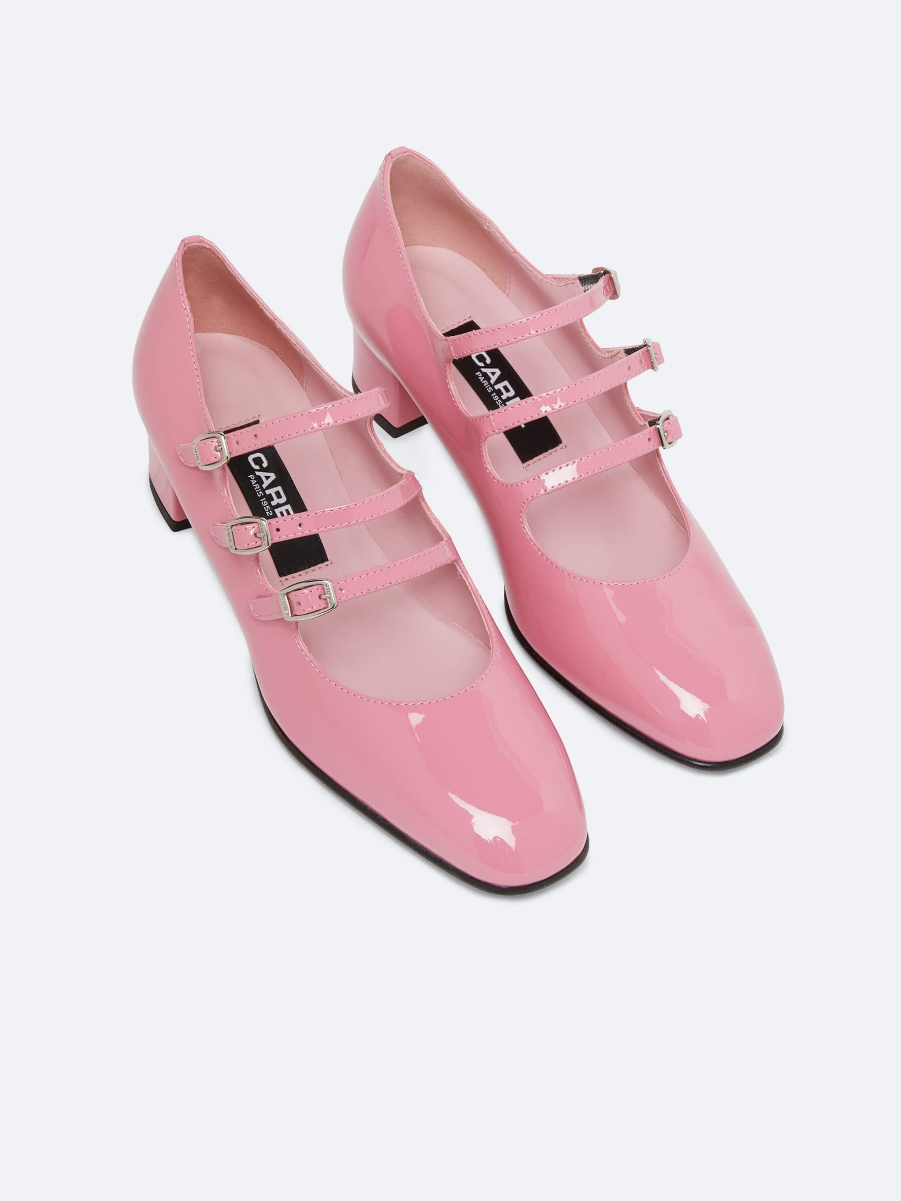 Kina - Escarpins babies cuir verni upcyclé rose - Image numéro 4