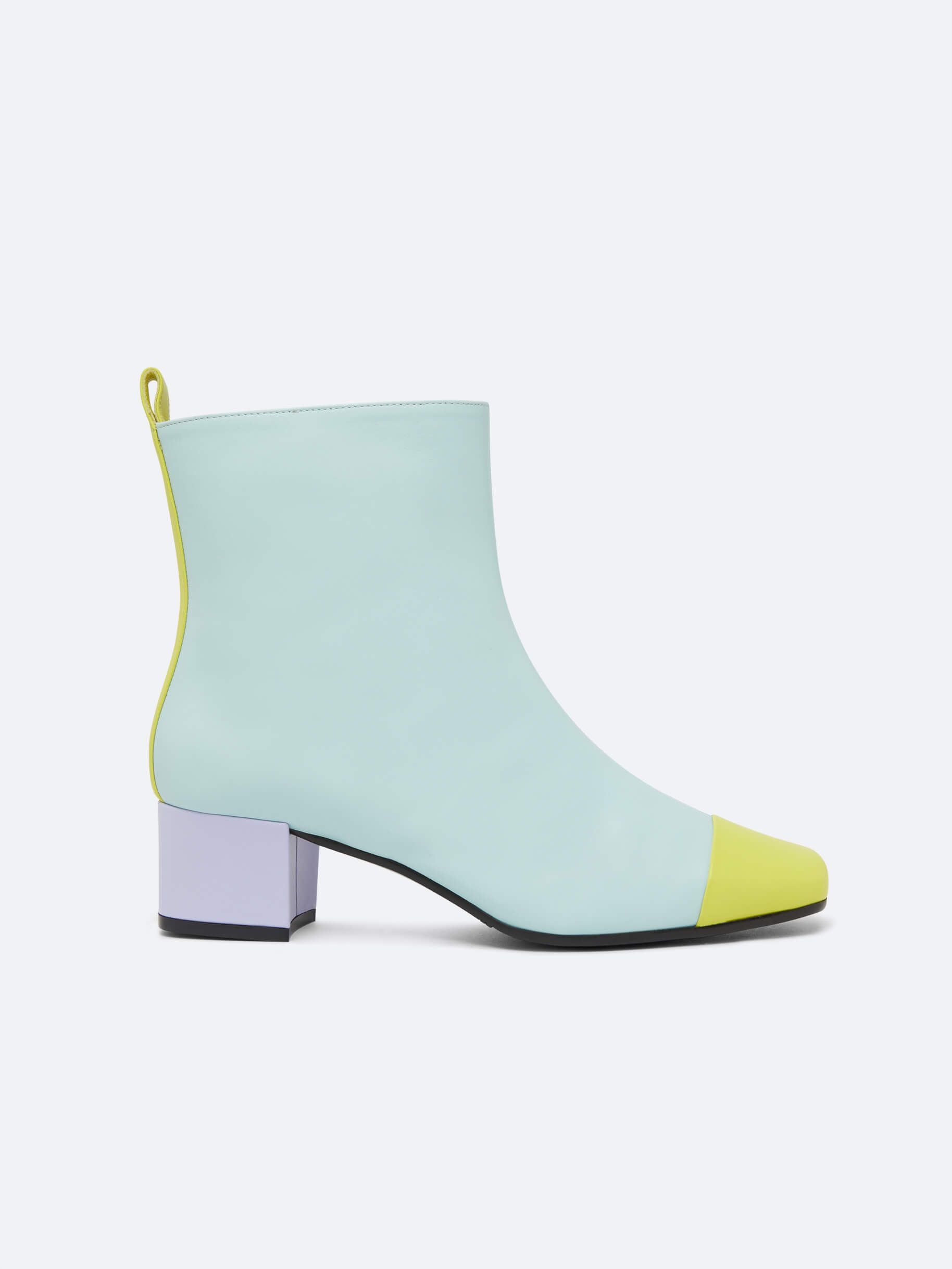 Estime - Bottines cuir menthe, lilas et vert citron