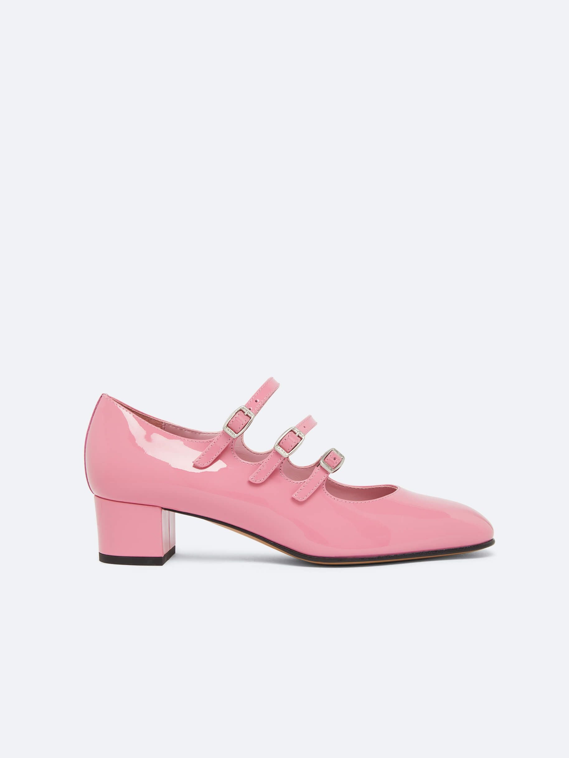 Kina - Escarpins babies cuir verni upcyclé rose - Image numéro 1