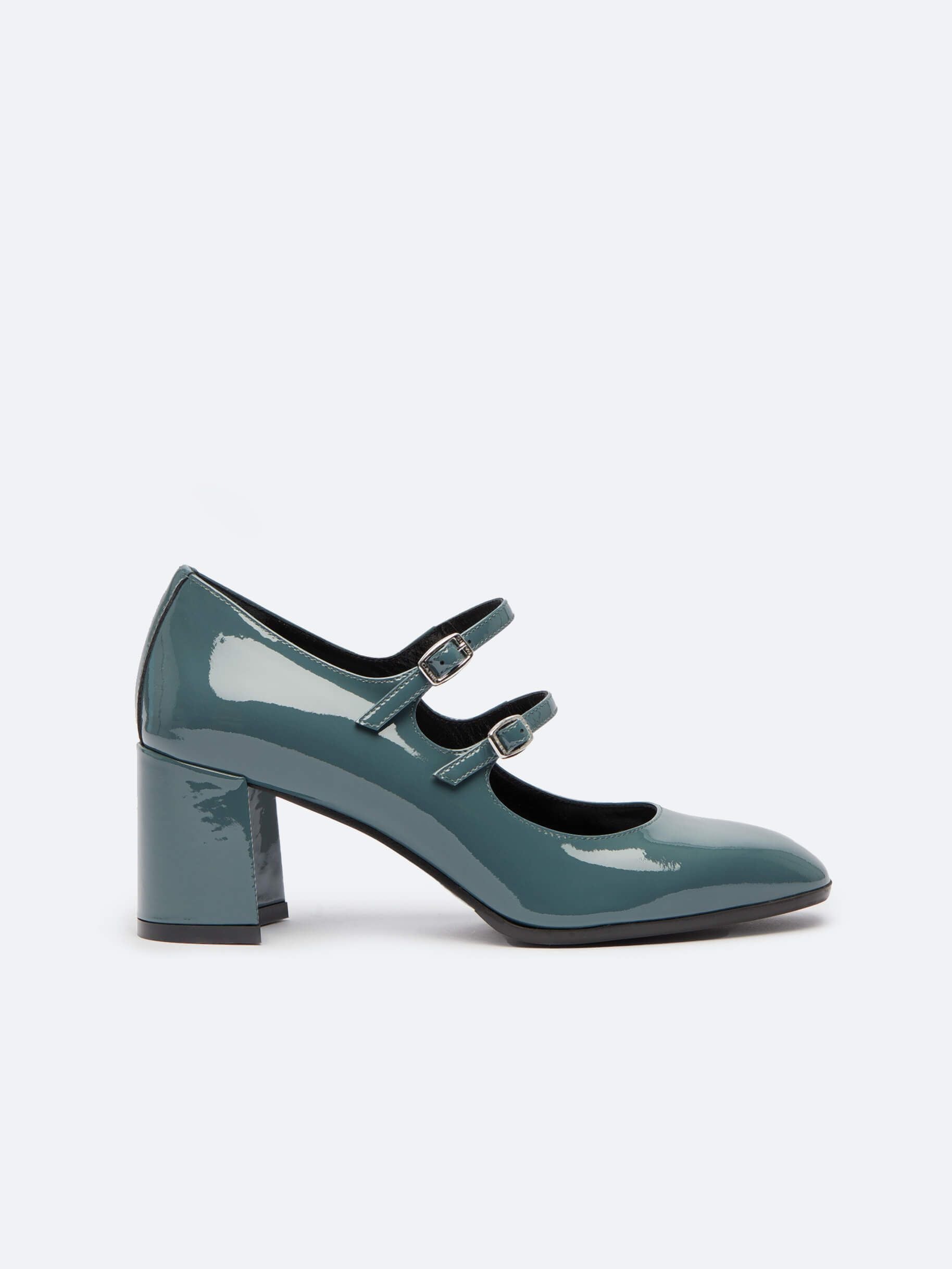 Alice - Blue-gray patent leather Mary Janes pumps