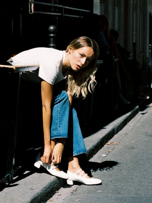 Kina - Escarpins babies cuir verni blanc - Image numéro 3