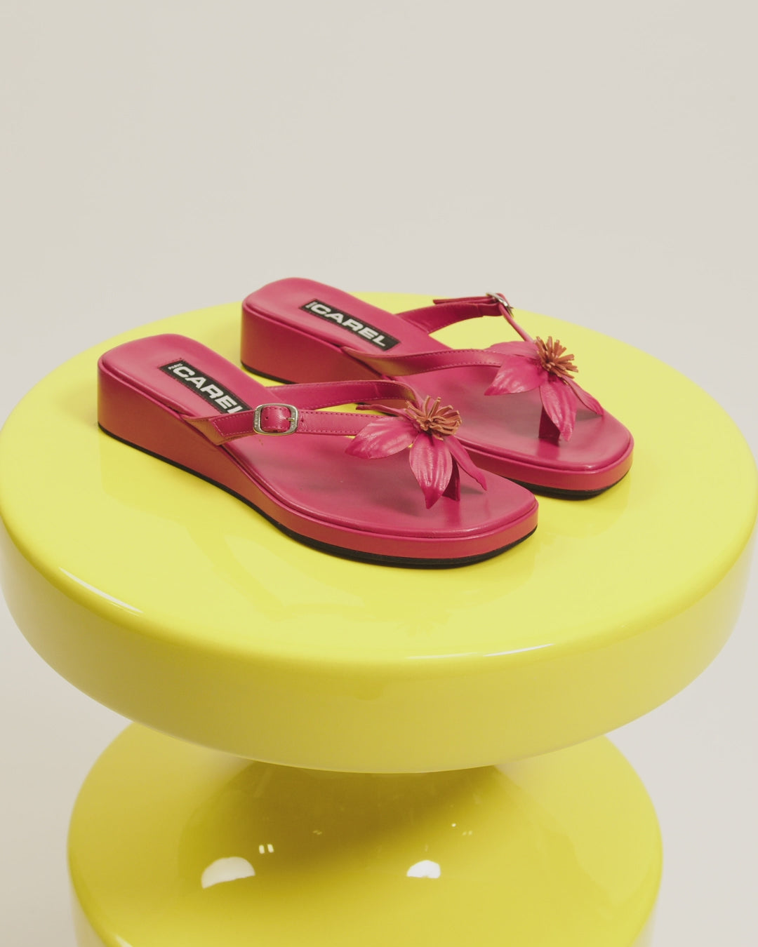 Piscine - Pink leather sandals with pink flower - Image number 8