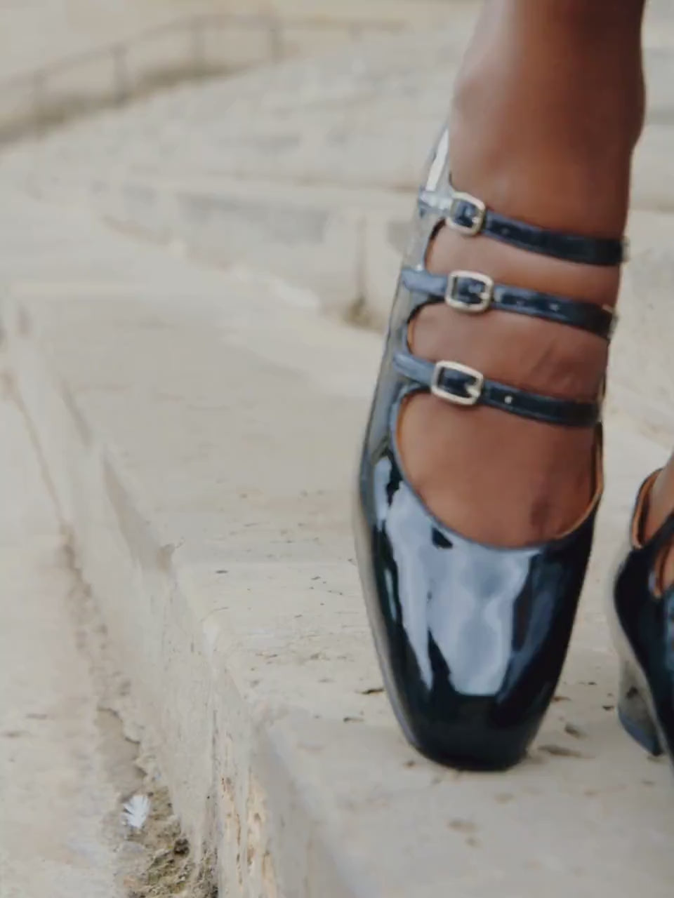 Ariana - Black patent leather Mary Janes ballet flats - Image number 3