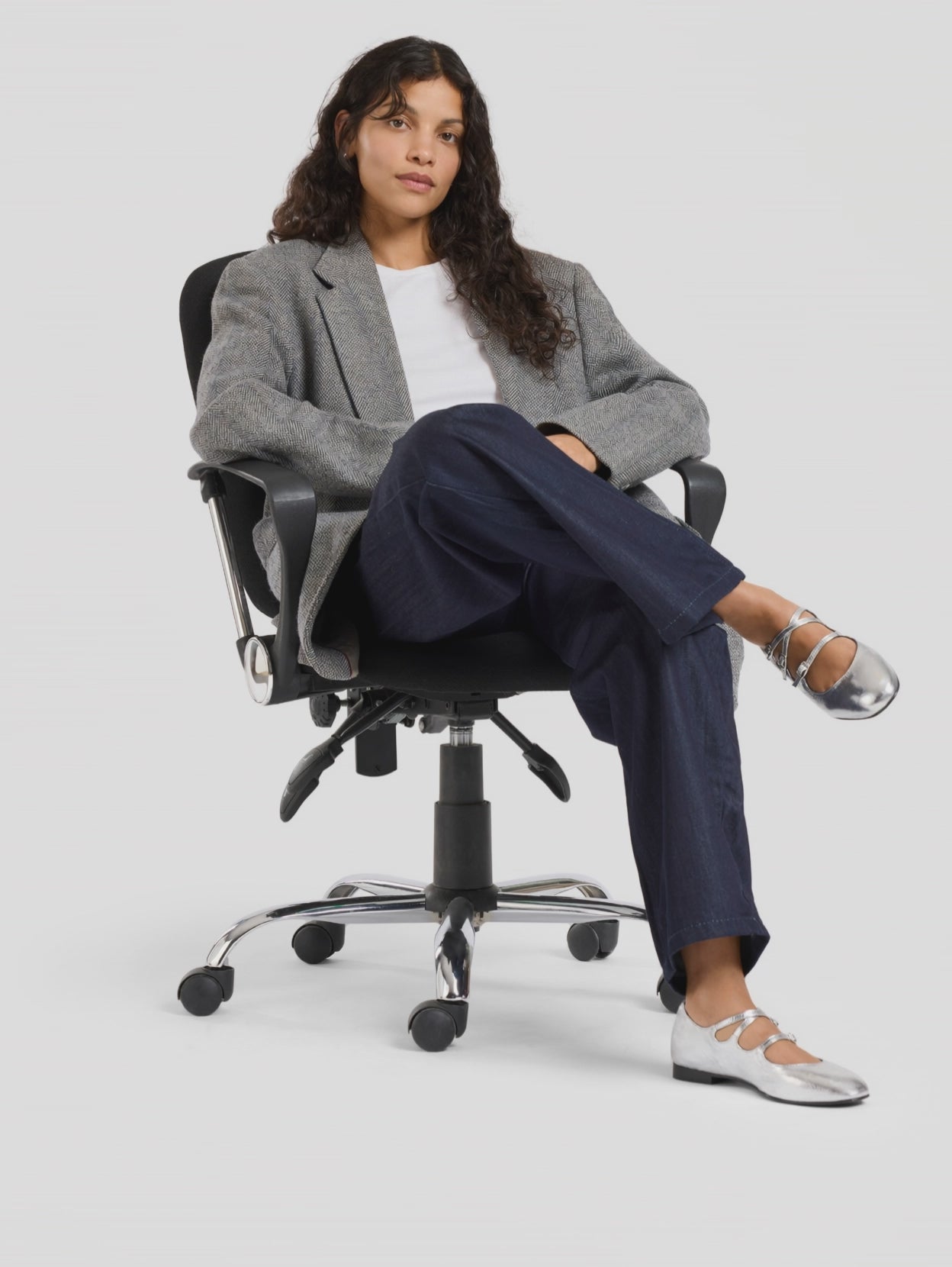 Ariana s - Silver laminated leather Mary Jane ballet flats | Carel